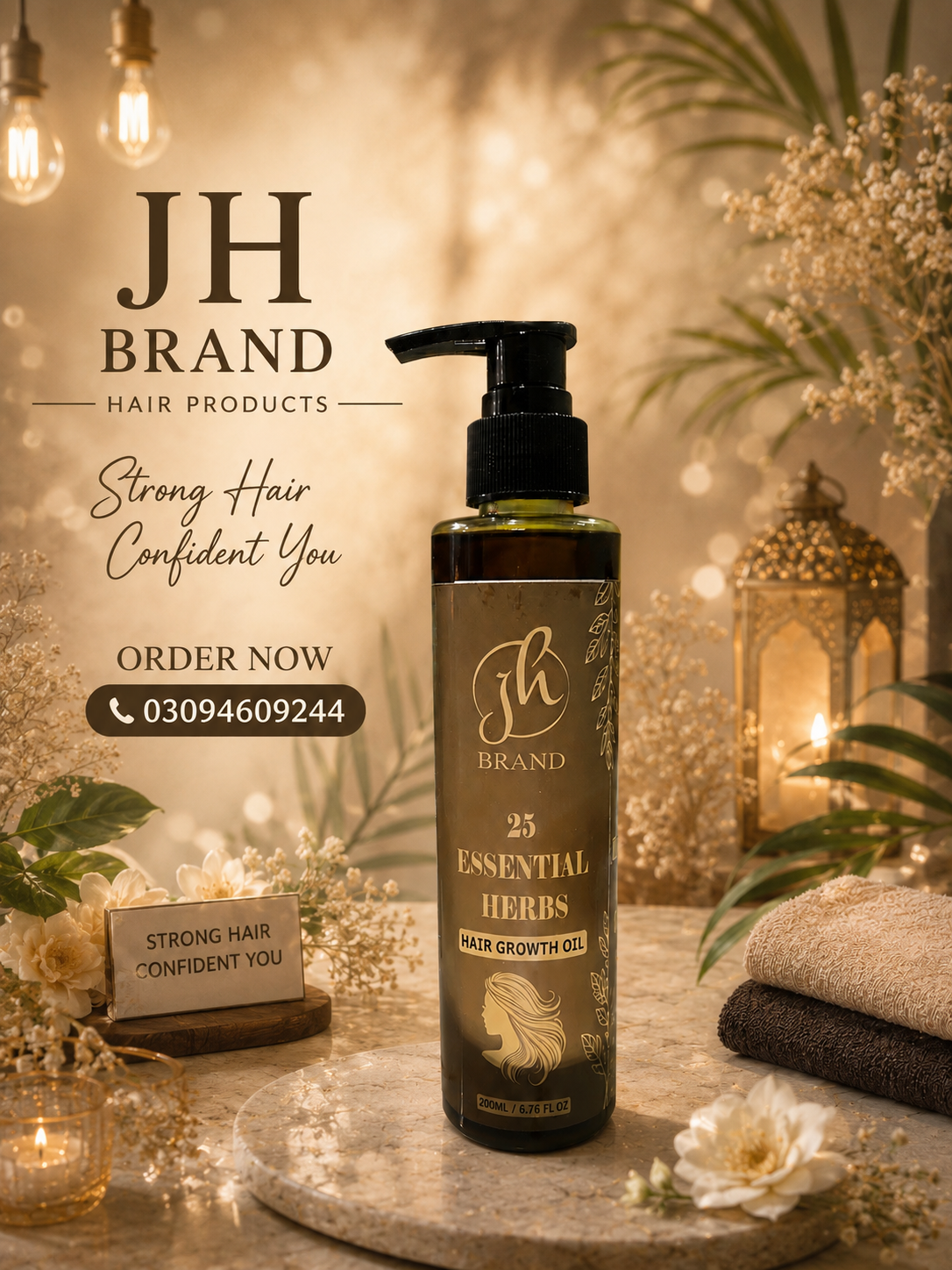 JH Brand 25 Essential Herbs Hair Growth Oil – 200ml